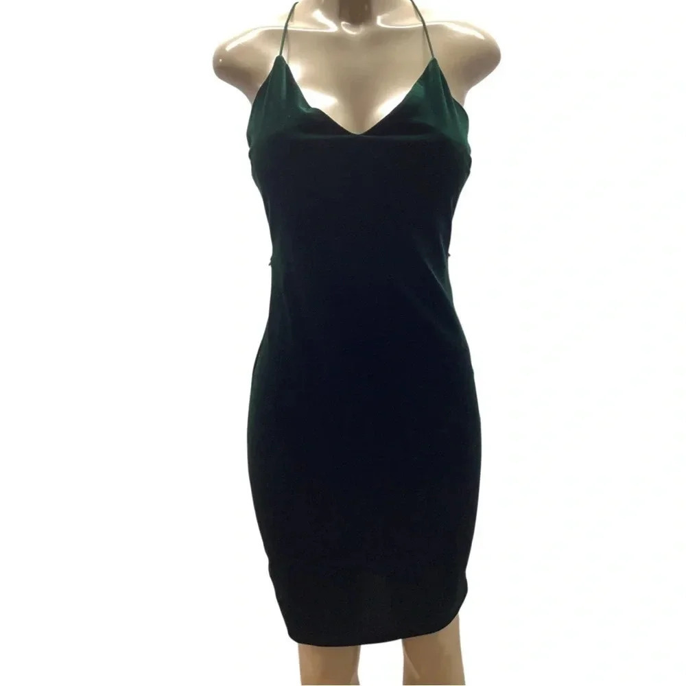 B. Darlin Size 11/12 Dark Green Velvet Dress. Preloved